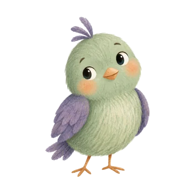 La mascotte Wulin, un petit oiseau aux ailes lavande